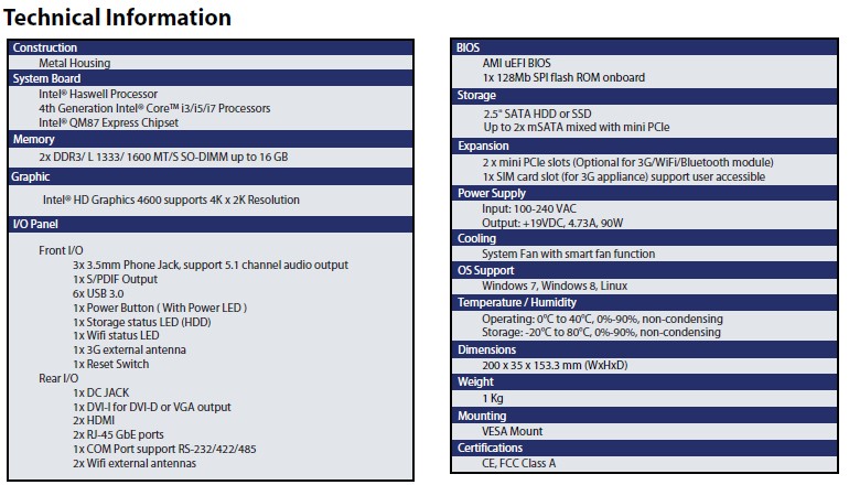 EmbeddedPC Spec